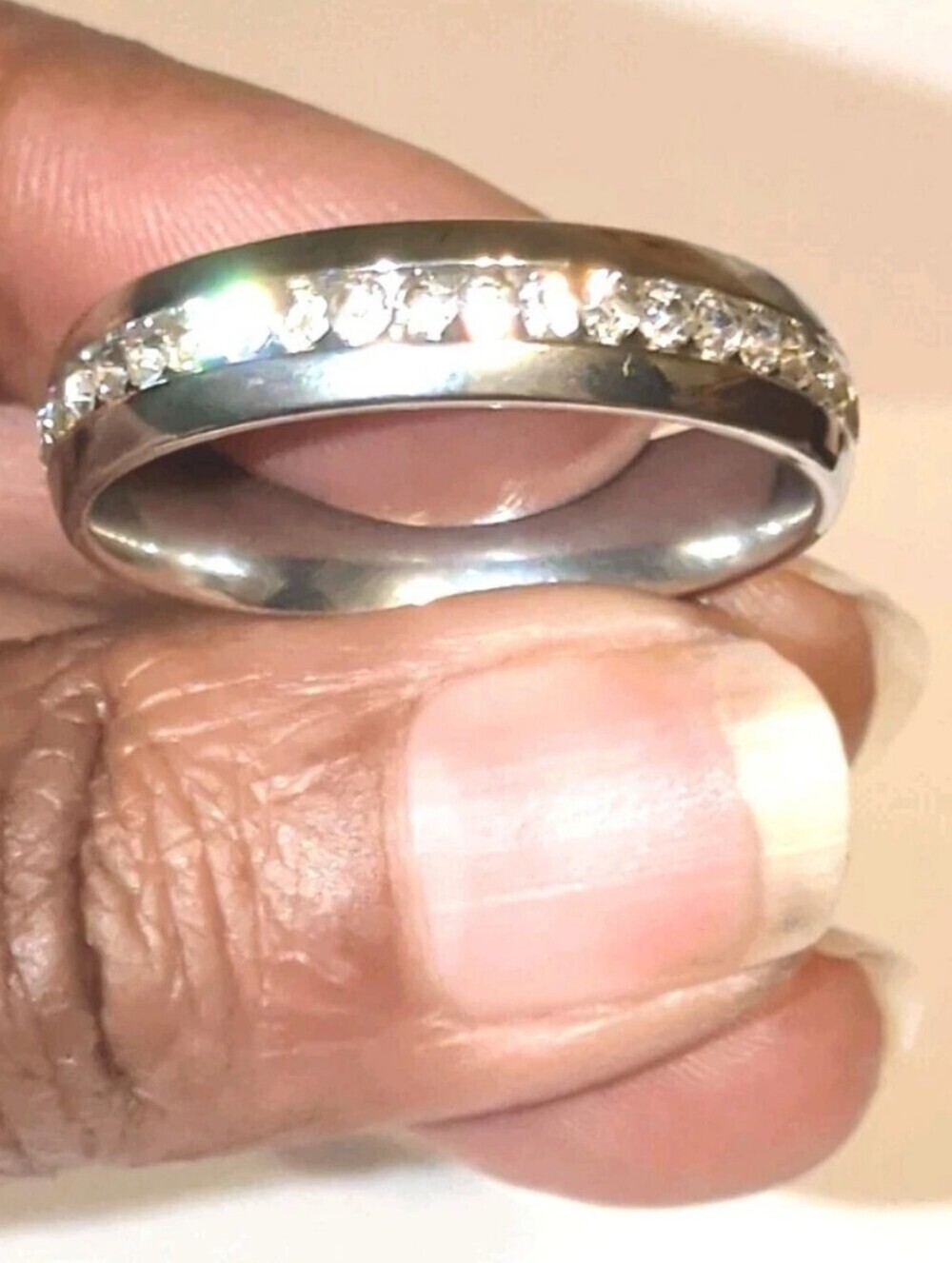 1Ct Round Cut Real Moissanite Men's Engagement Band Ring 14k White Gold Plated